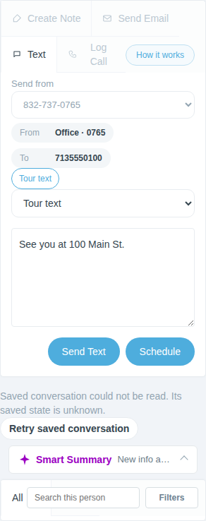 Text box with a Follow Up Boss template ready to edit